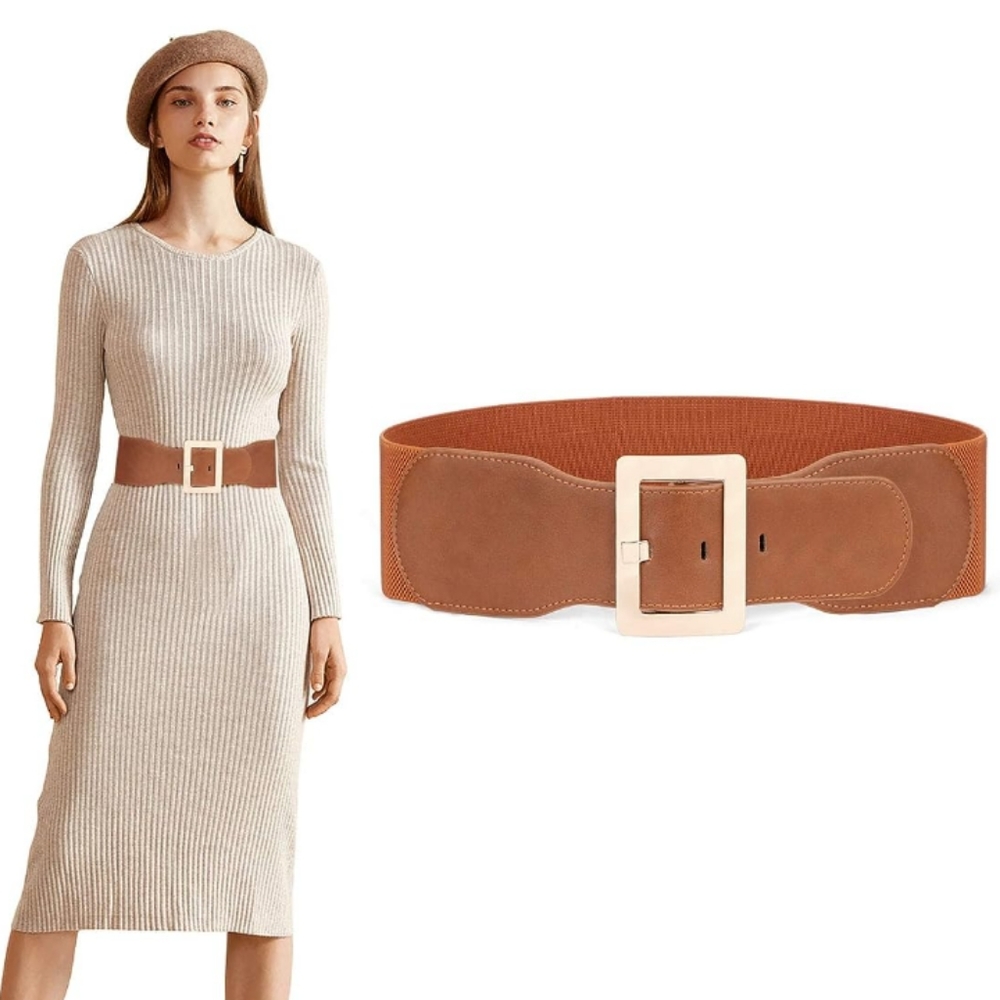 Brown stretchy size L belt